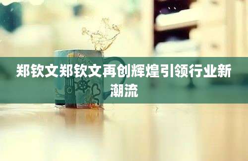 郑钦文郑钦文再创辉煌引领行业新潮流