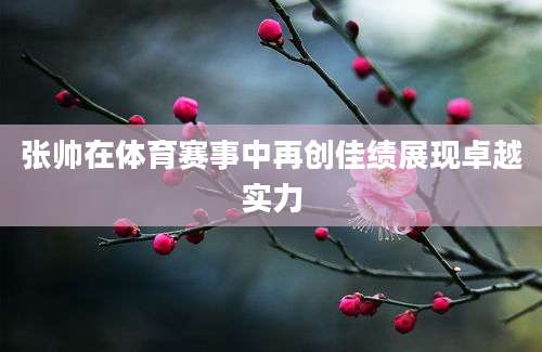 张帅在体育赛事中再创佳绩展现卓越实力