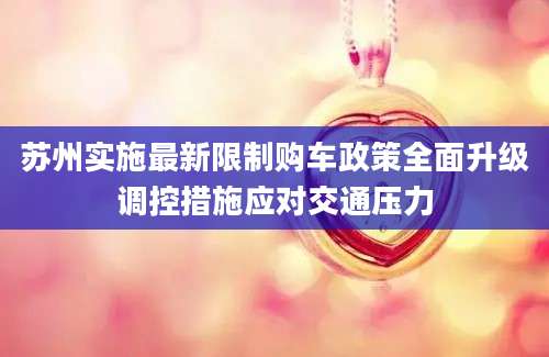 苏州实施最新限制购车政策全面升级调控措施应对交通压力