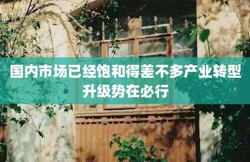 国内市场已经饱和得差不多产业转型升级势在必行