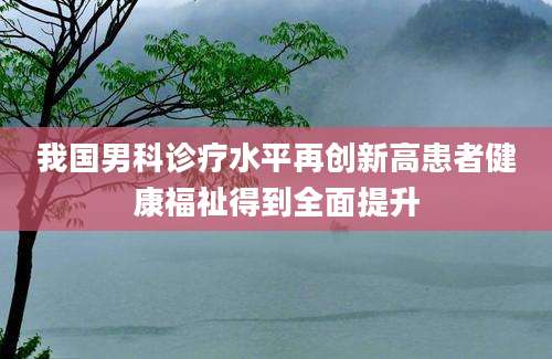 我国男科诊疗水平再创新高患者健康福祉得到全面提升