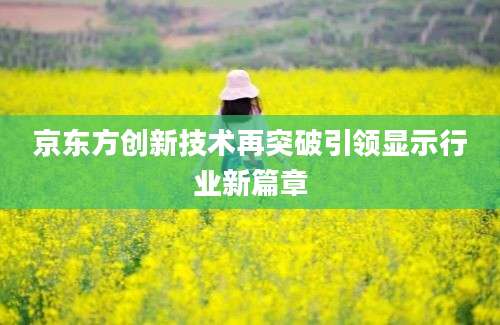 京东方创新技术再突破引领显示行业新篇章