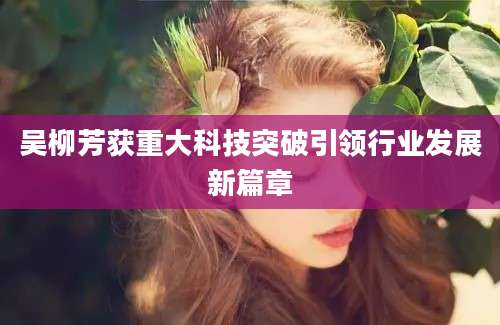 吴柳芳获重大科技突破引领行业发展新篇章