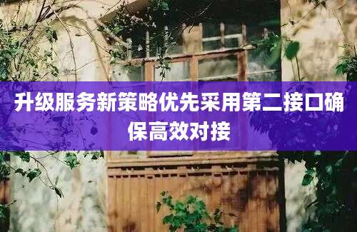 升级服务新策略优先采用第二接口确保高效对接