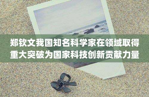 郑钦文我国知名科学家在领域取得重大突破为国家科技创新贡献力量
