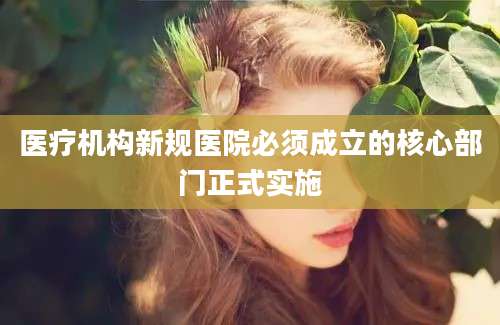 医疗机构新规医院必须成立的核心部门正式实施