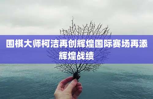围棋大师柯洁再创辉煌国际赛场再添辉煌战绩