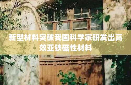 新型材料突破我国科学家研发出高效亚铁磁性材料