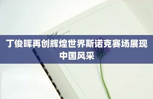丁俊晖再创辉煌世界斯诺克赛场展现中国风采