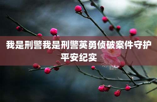 我是刑警我是刑警英勇侦破案件守护平安纪实