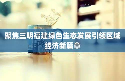 聚焦三明福建绿色生态发展引领区域经济新篇章