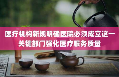 医疗机构新规明确医院必须成立这一关键部门强化医疗服务质量