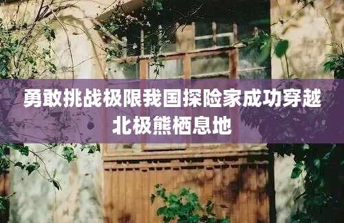勇敢挑战极限我国探险家成功穿越北极熊栖息地