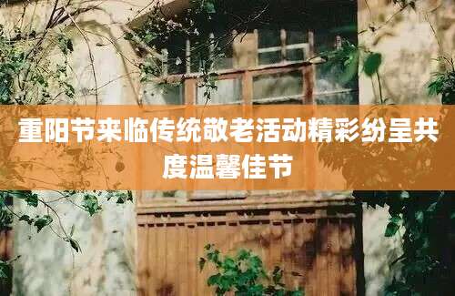 重阳节来临传统敬老活动精彩纷呈共度温馨佳节