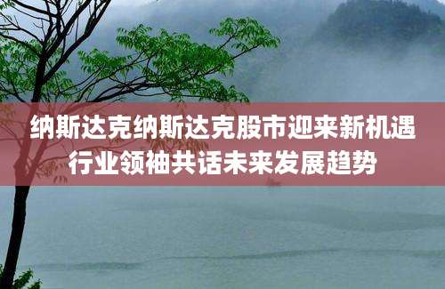 纳斯达克纳斯达克股市迎来新机遇行业领袖共话未来发展趋势